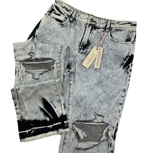Alice + Olivia Jeans Genevieve Distressed Tie Dye Baggy Women Sz 32 NWT $330